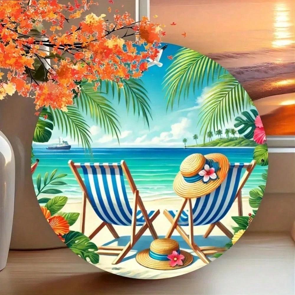 

Tropical Palm Leaf Metal Wall Art Decor for Home Bar Cafe Beach Party 20x20