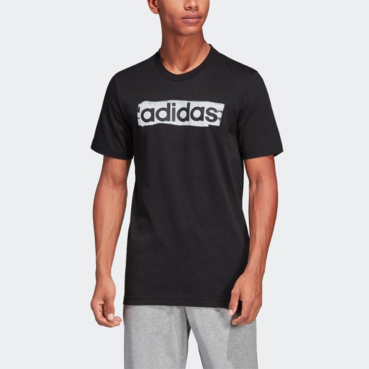 Adidas Essentials Linear Brushed T-Shirt Men Tops Black DV3046