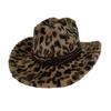 Autumn And Winter New Leopard Print Western Cowboy Hat Plush Thickened Top Hat Men'S And Women'S Thermal Basin Hat