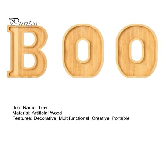 Themed Party Appetizer Board 3Pcs Halloween BOO Letters Fruit Tray, Large Fillable Candy Server, Snacks Creative Food Presentation Cookies Platter,
