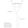 Dainty Long Necklace 14k Gold Plated Y-Shaped Pendant Necklace Trendy Layered Cz Beaded Necklaces Stainless Steel Jewelry