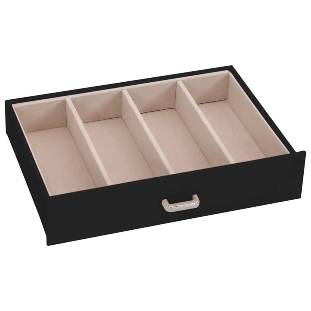 5 Tier Jewelry Box with Mirror and Lockable Design Black