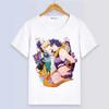 T-shirt d'été à manches courtes avec imprimé dessin animé blanc en modal pour femmes et hommes - JoJo's Bizarre Adventure