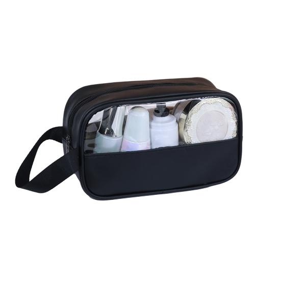 

Органайзер для косметики с прозрачным окошком, застежкой-молнией, дорожная косметичка, сумка для хранения кистей, помад, парфюмерии S чёрный