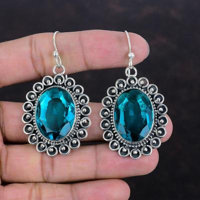 Facettierte Indigolit Ohrringe Handgefertigter Schmuck Hochwertige Edelstein Ohrringe 925 Sterling Silber Ohrringe zierliche Indigolit Schmuck Geschenke für Sie