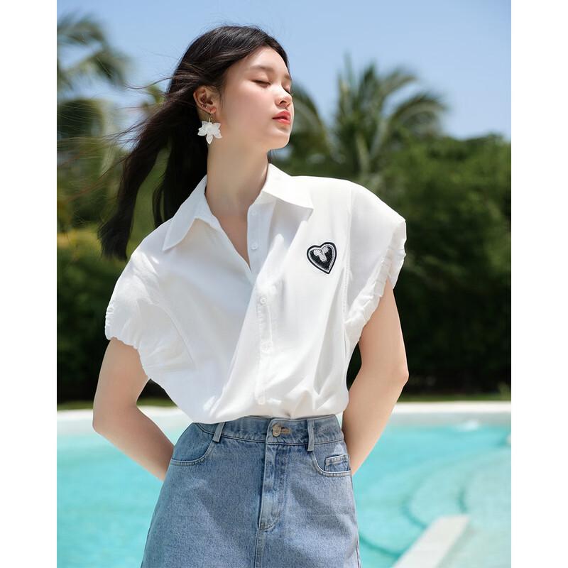 

Women s Lapel Design Cotton Shirt M
