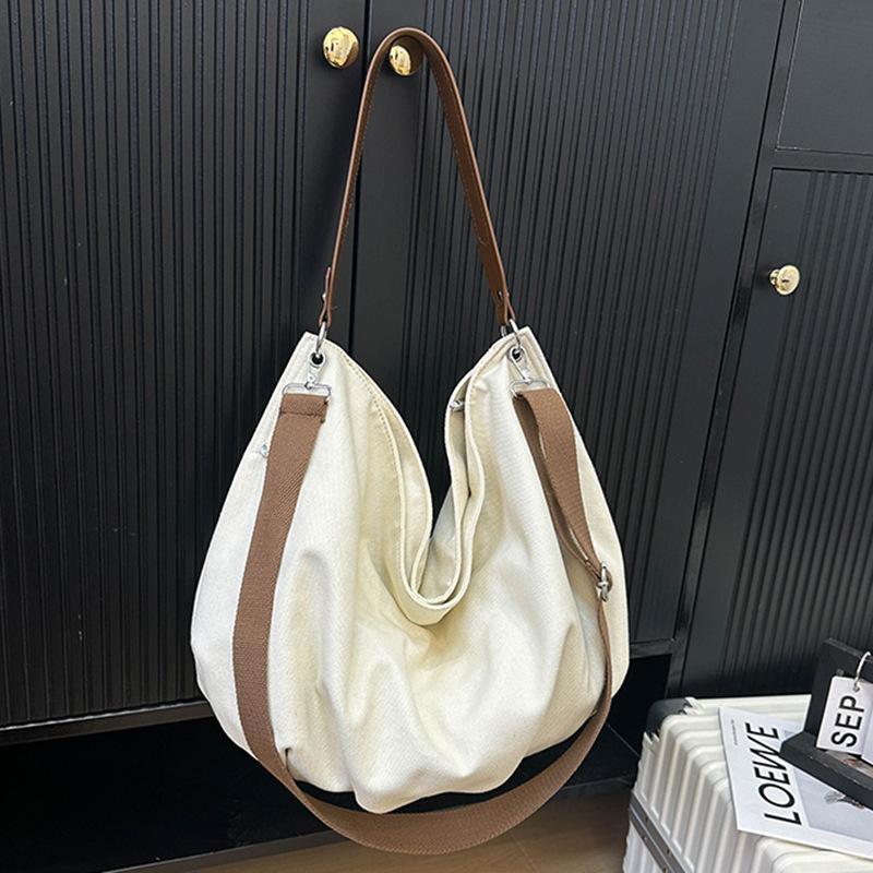 Retro Simple Lazy Wind Canvas Bag Women's 2025 Autumn New Commuter Tote Bag Fashion Shoulder Messenger Bag