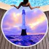 Lighthouse Print Round Beach Towel Sand Free Quick Dry Circle Bath Towel Absorbent Meditation Rug Yoga Mat Throw Fringe Tapestry