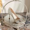 Main Wedding Dress Silver Bridal Wedding Shoes New Stiletto Sequins Engagement Not Tired Feet Crystal Shoes High Heels Rhinestones