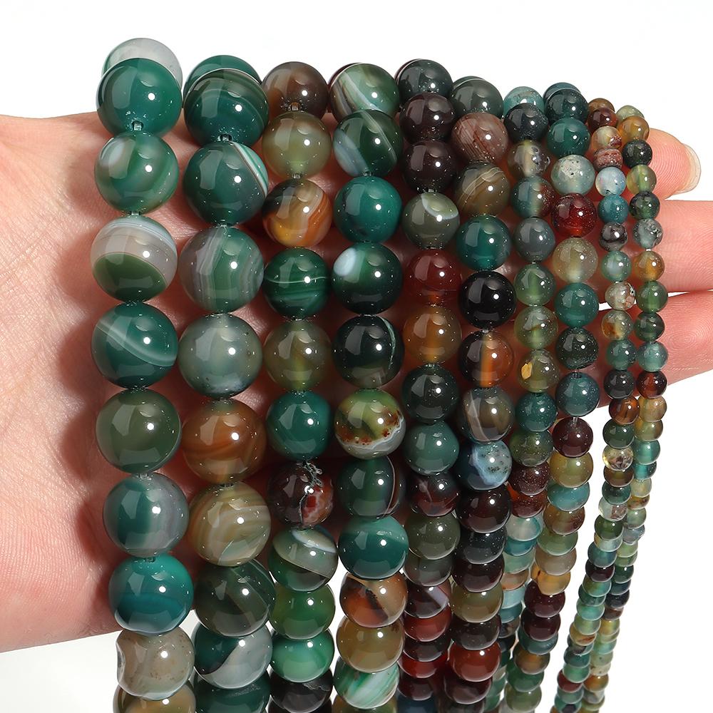 1 Strand Natural Peacock Stripe Agate Stone Beads Round Loose Beads For Jewelry Making DIY Bracelet Accessories 4/6/8/10/12mm