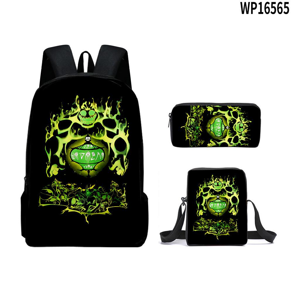 3Pcs Set Book Bags Kids Bags 3D New Gas Lamp Area The Gaslight District Backpack Student Backpack Crossbody Bag Pen Bag