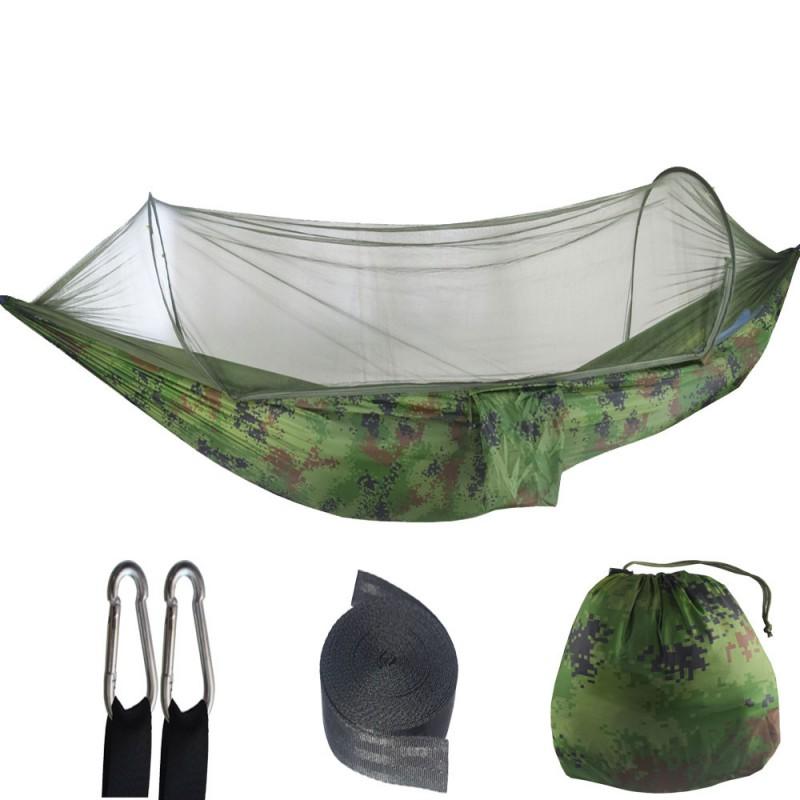 Quick-Open Mosquito Net Hammock Outdoor Camping Hiking Backyard Relaxation Lightweight Nylon Portable Bed