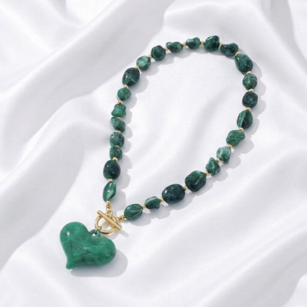 Colorful Statement Necklace Large Heart Pendant Chain Necklace Holiday