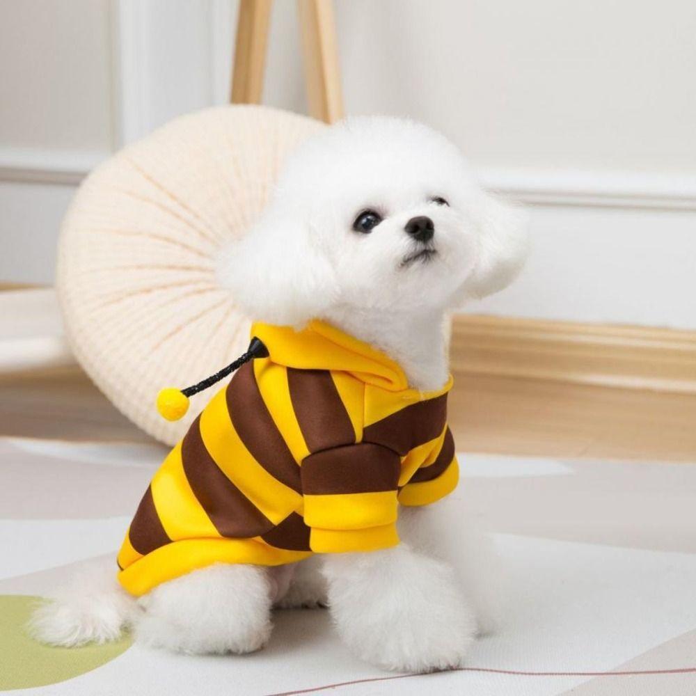 Bee Design Cat Sweatshirt Thickened Winter Pet Clothes Funny Dog Pullover Hoodie  Chihuahua