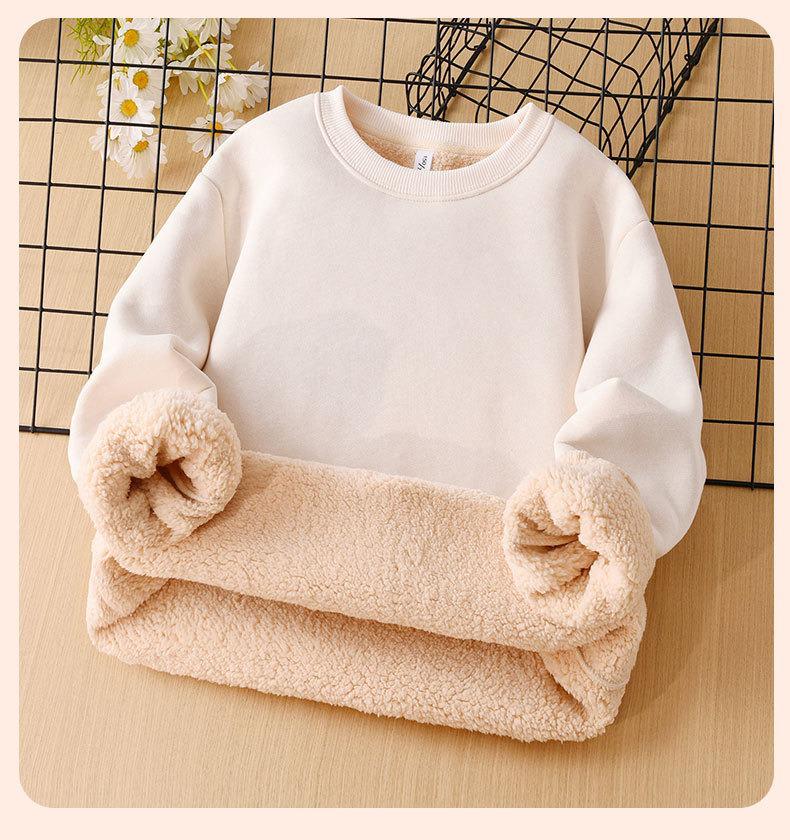 2026 Year of the Horse Red Fleece-Lined Sweatshirt for Kids - Warm, Thick, Round Neck Pullover