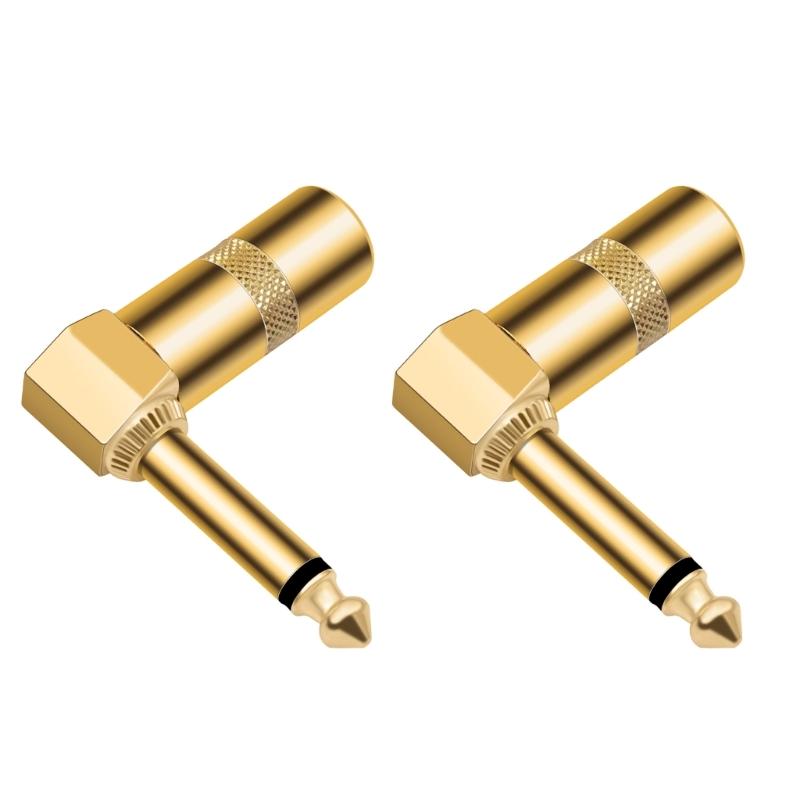 

2pcs 6.35mm Plugs Solder Connectors DIY Straight Head/Elbow Solder Type Plugs for Instrument Sound Cable Termination