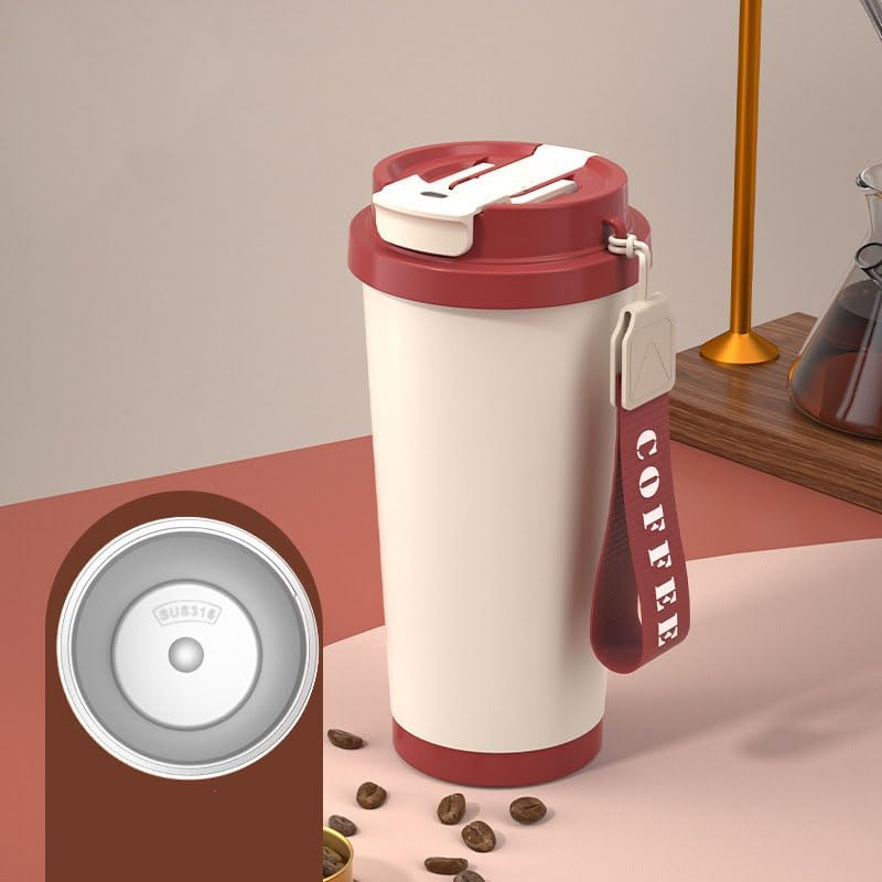 

Spill-proof stainless steel tumbler with lid and straw, 530ml, easy to clean, large capacity, vacuum insulated coffee tumbler, spill-proof stainless