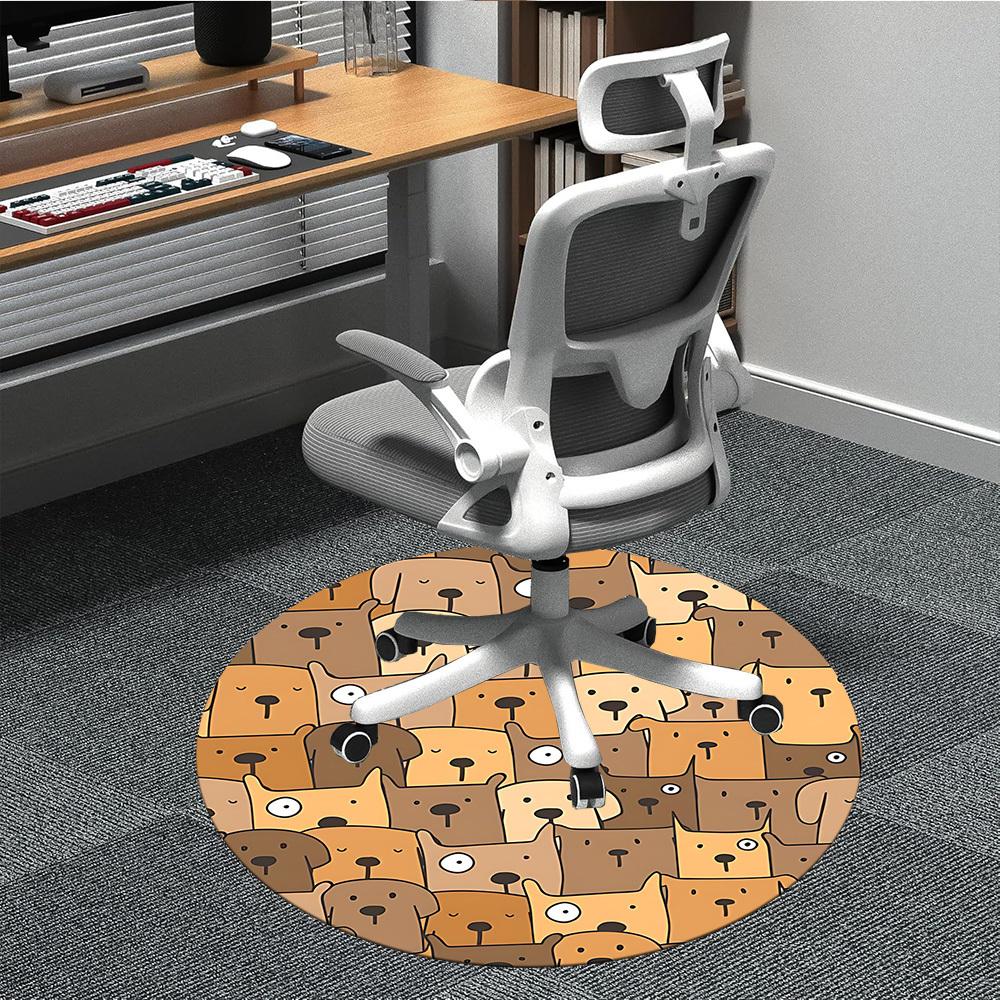1pc Dogs Pattern Office Round Area Rug, Indoor Mat Suitable For Office, Under Office Chairs Bedroom Living Room Home Decor, Room Deco