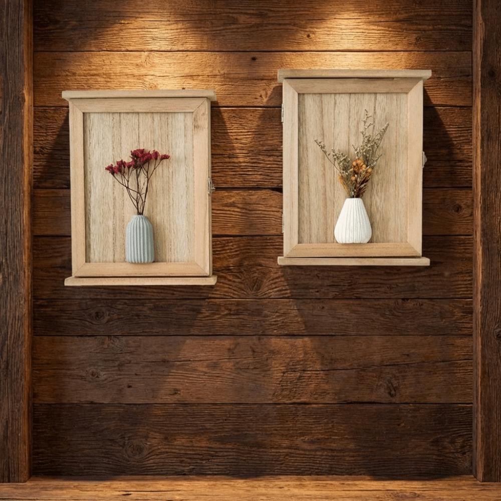 Rustic Wall-Mounted Key Storage Box Wooden Entryway Storage Box Wall Decor Cabinet Key Rack  Office