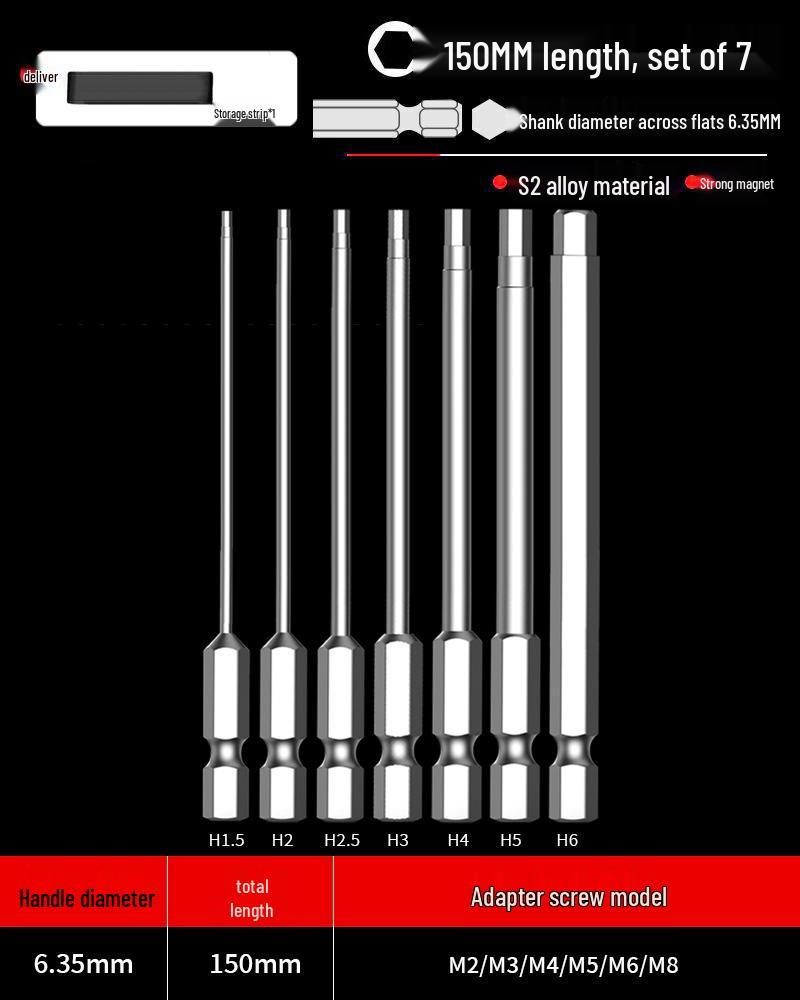Hexagonal Driver Bit Extension for Screwdriver and Drill
