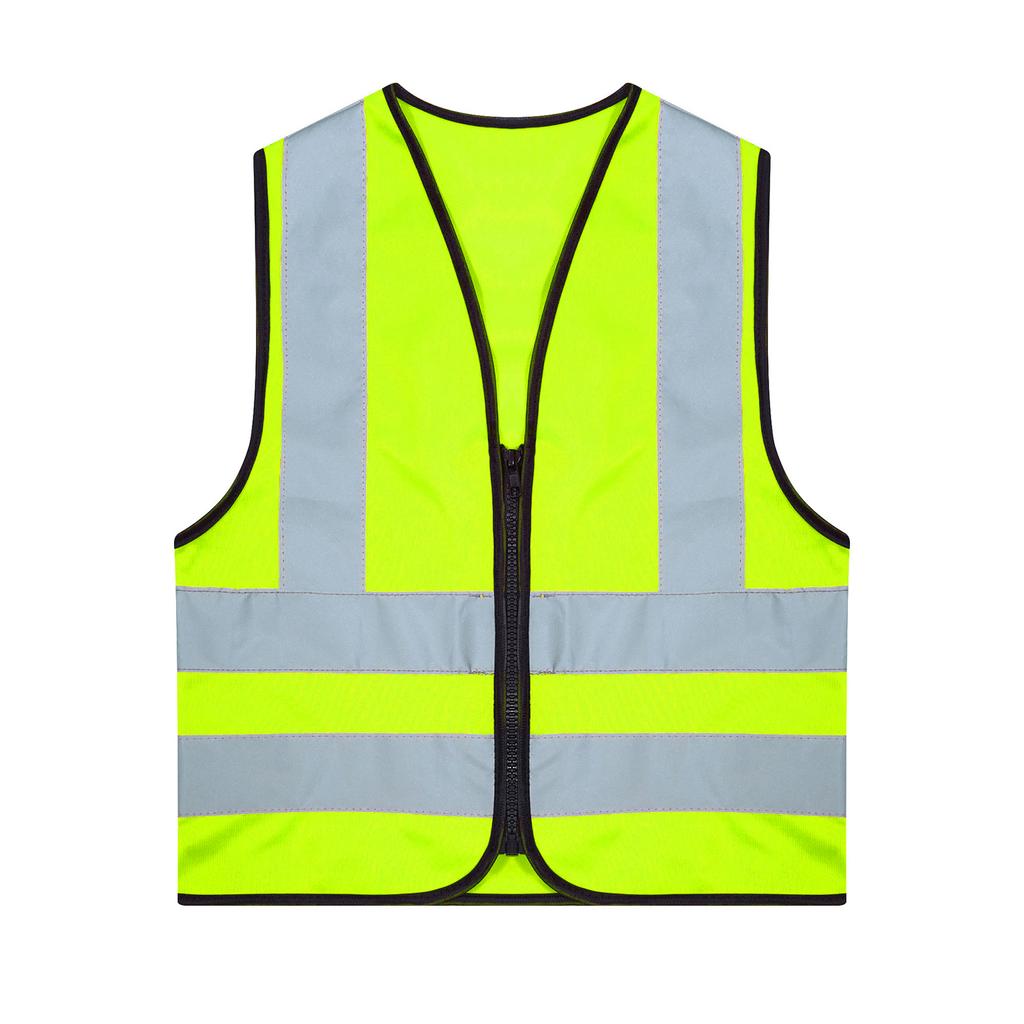 Unisex Kids Safety Vest Sleeveless Zipper Front High Visibility Reflective Design Volunteer Activities