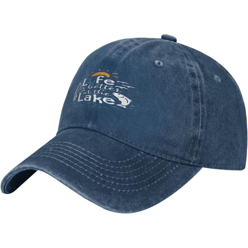 Life Is Better At The Lake Baseball Cap Washed Cotton Dad Hat Fishing Outdoor Casual Adjustable