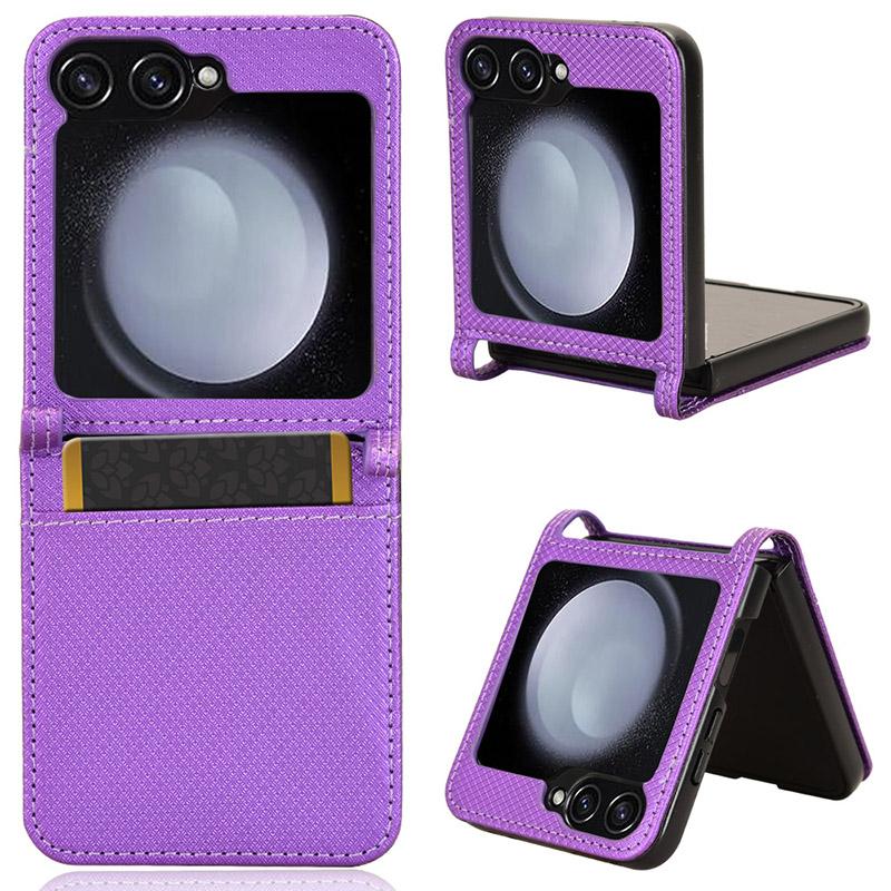 

For Samsung Galaxy Z Flip7 FE 5G/Z Flip6 5G Case Leather Phone Cover with Card Slot Purple