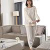 Aunii Long Sleeve Fluffy Pajama Perfect for Fall and Pullover and Perfect for Relaxing at Casual Solid Marshmallow Pastel 02110005 Women's Set,