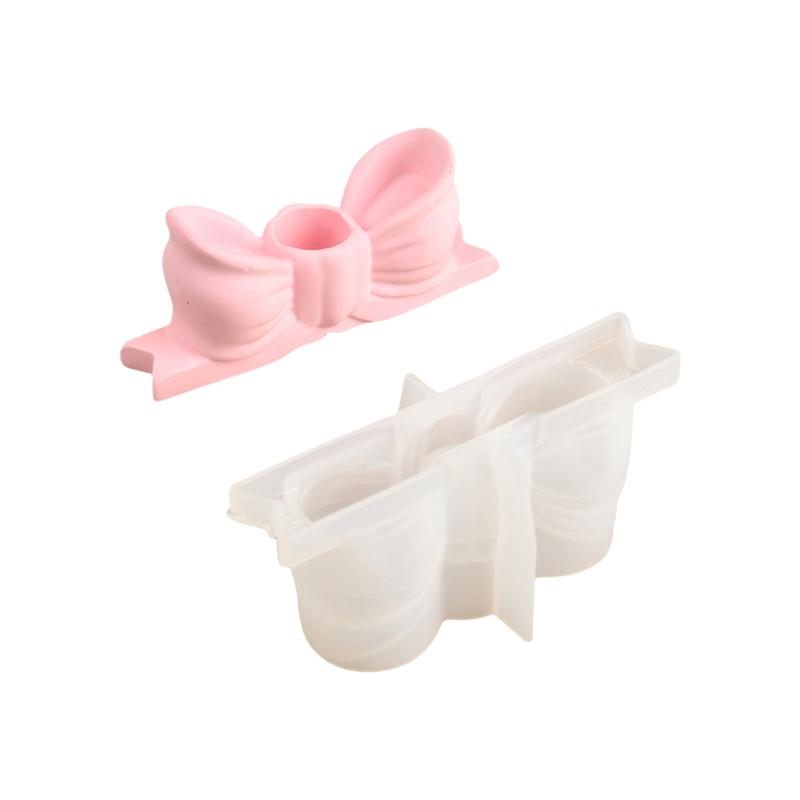 Silicone Molds 3D Bows Candlestick Molds DIY Bowtie Candle Holder Molds Plasters Molds Castings Mould Home Decoration
