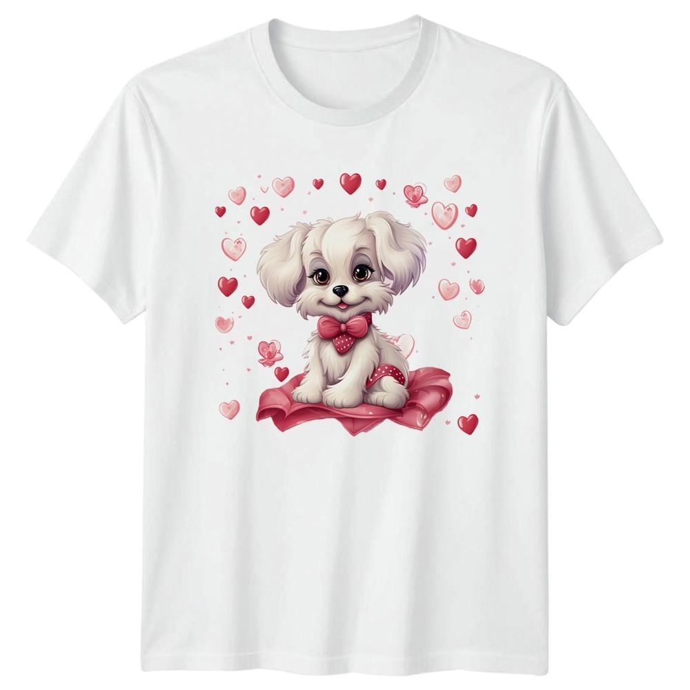 Cute Fluffy White Puppy Dog Wearing Unisexs TShirt Kawaii Dog Lover S