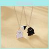 Charming Black And White Ghost Necklace For Kids With Heart Shape Design And Magnetic Clasp