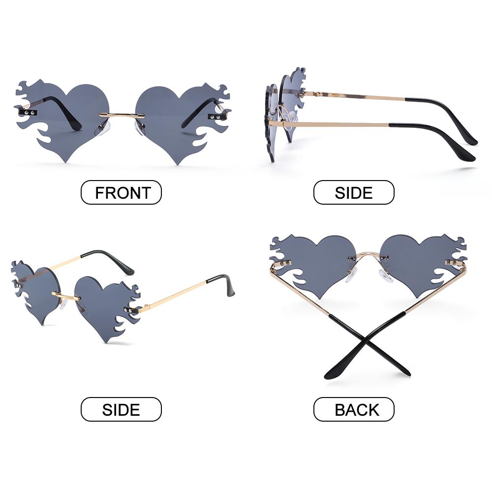 Unique Heart Sunglasses for Women Heart Glasses Rimless Sunglasses UV400 Protection Party Favor Trendy Costume Accessories