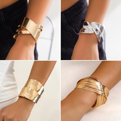 Temperament Metal Smooth Bracelet Simplicity Bracelet New Cross Opening Bracelet