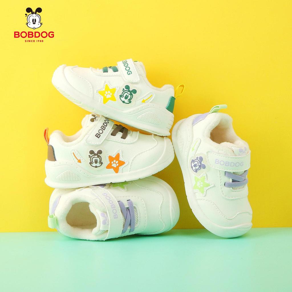 Babu Dou Plush-Lined Non-Slip Toddler Shoes for Boys & Girls, Winter Warmth with Soft Sole.
