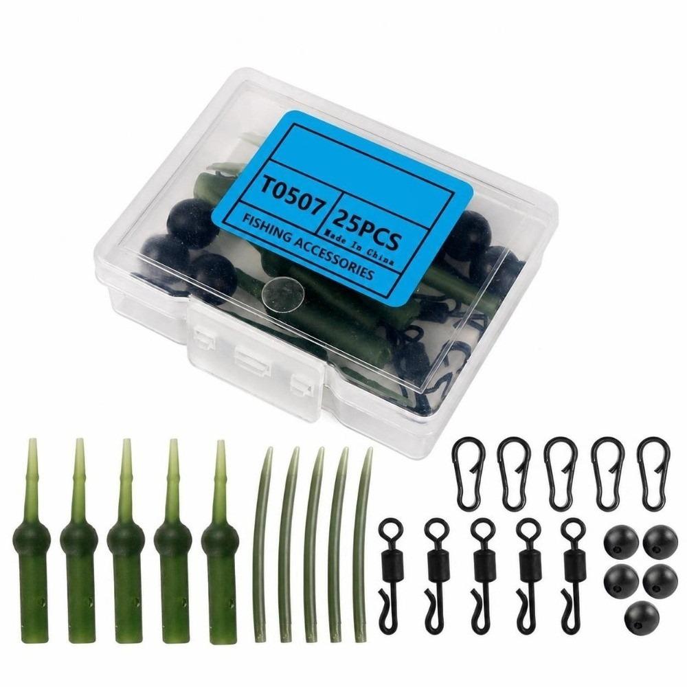 25PCS with Swivels Carp Fishing Kit Anti-Tangles Sleeves Fishing Terminal Tackle Kit  Carp Fishing