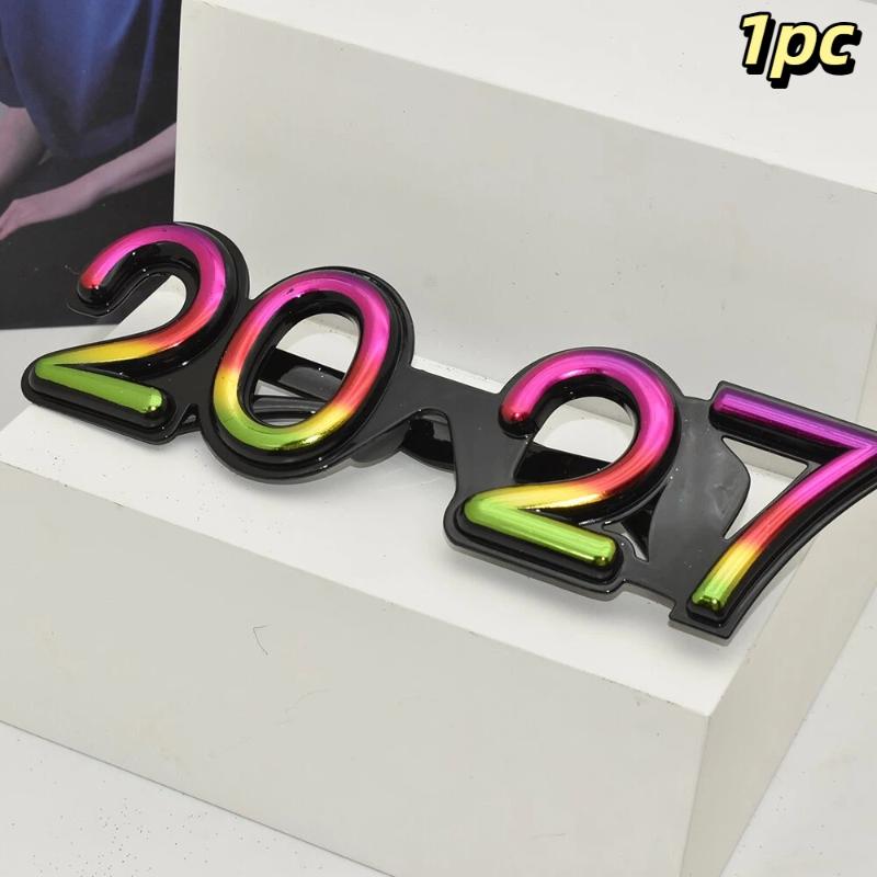 2027 Number Eyeglasses Happy New Year Glasses Diamond Glitter Sunglasses Cosplay Prop Xmas Party Decoration Funny Glasses