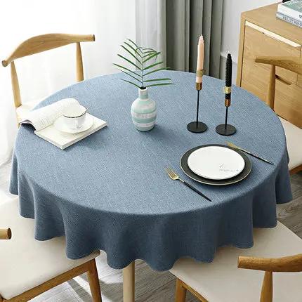 Trots Roos Katoen Linnen Tafelkleden Scandinavische Thee Koffie Tafelkleden Ronde Tafelhoes voor Ronde Tafel Bruiloft Feestdecoraties 90x90cm