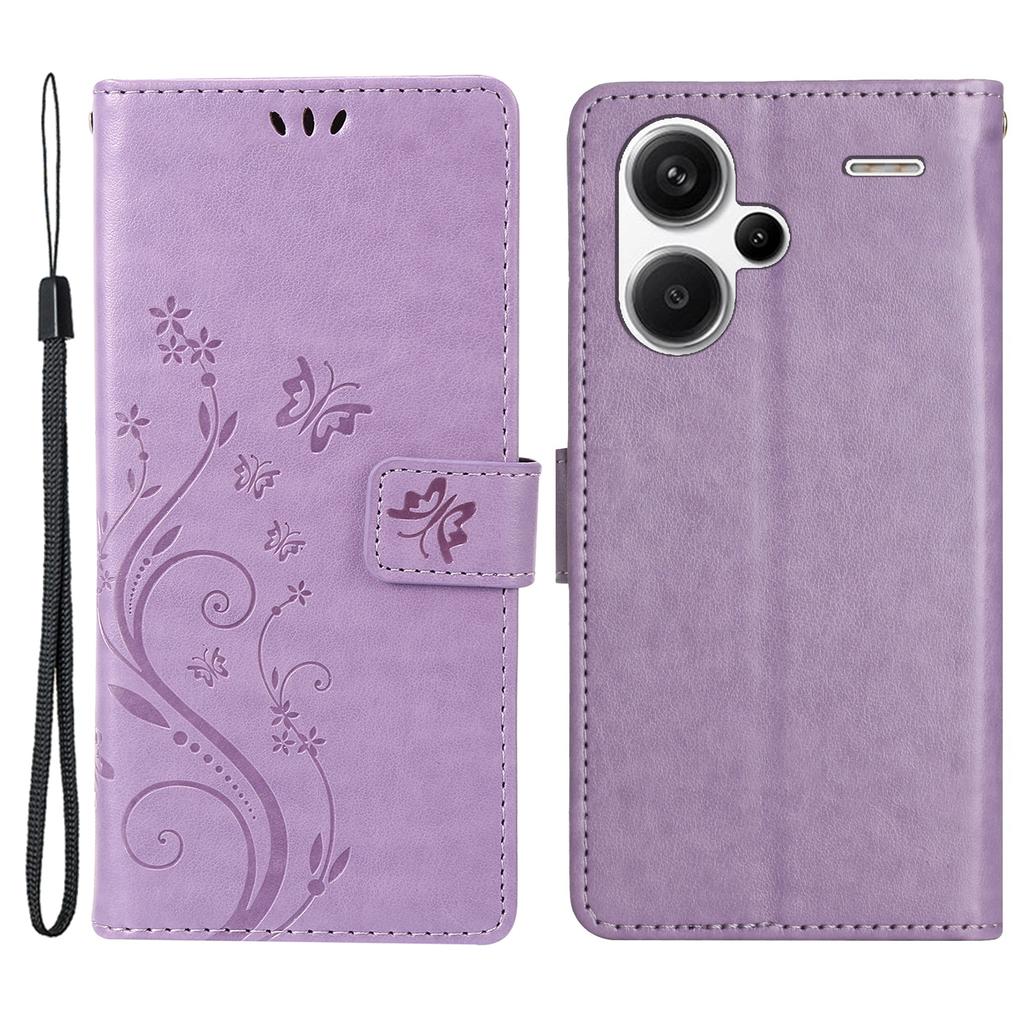 For Xiaomi Redmi Note 13 Pro+ 5G Leather Case Wallet Butterfly Imprinted Phone Cover
