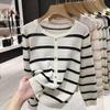 Korean Style Striped Hollow Loose Knit Sweater for Women – 2026 Long Sleeve Lightweight Inner Layer