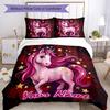 3pcs Custom Name Magical Unicorn Fantasy Bedding Set Printed Bedding Set Duvet Cover Closure Includes 1 Duvet Cover & 2 Pillowcases Bedroom Decor