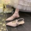 Pointed High-heeled Sandals Women's New Summer Outer Wear One-word Buckle Belt Versatile Empty Shoes