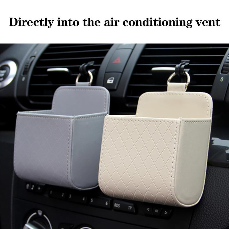 SCIONE Car Air Outlet Mobile Phone Storage Bag Air Conditioning Multifunctional Car Storage Box Car Lambskin Air Outlet Storage Hanging Bag