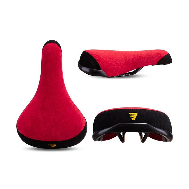 Sella Bici WEST BIKING - Pelle Rossa/Nera - Comfort - Rail Acciaio - Universale
