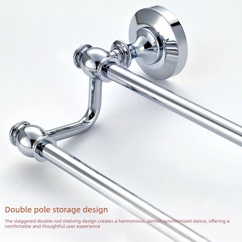 Wall Mounted Polished Chrome Brass Bathroom Double Towel Bar Towel Rail Holder Bathroom Accessory