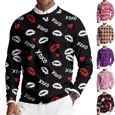 Herren Rundhals Langarm Rippstrick Pullover