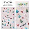 Christmas Nail Stickers 3D Design White Set 6 Elderly Elk Bear Bow Tie Gift Flower Decoration Compatible Gel Nails
