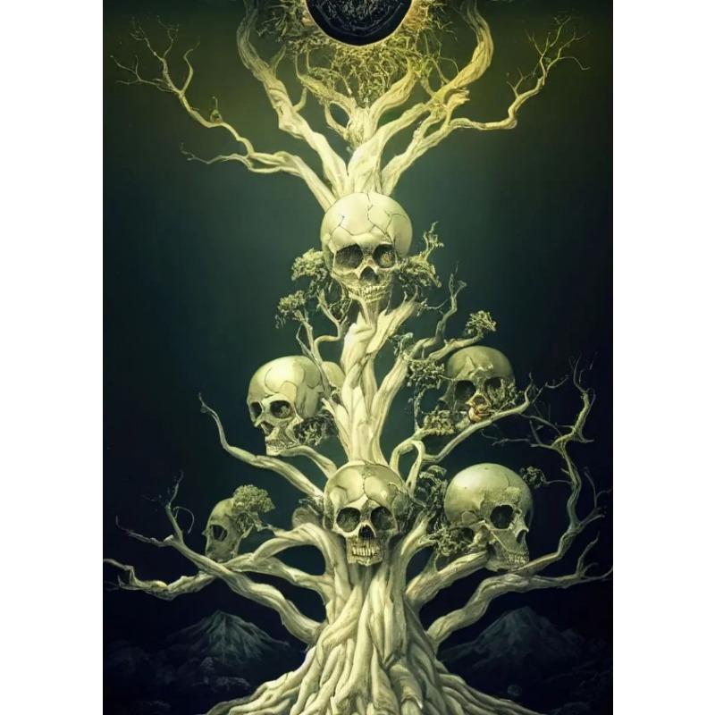 Surrealism Fantasy World Magic Skeleton Castle Poster and Prints Canvas Painting Wall Art Pictures for Room Home Decor Gift