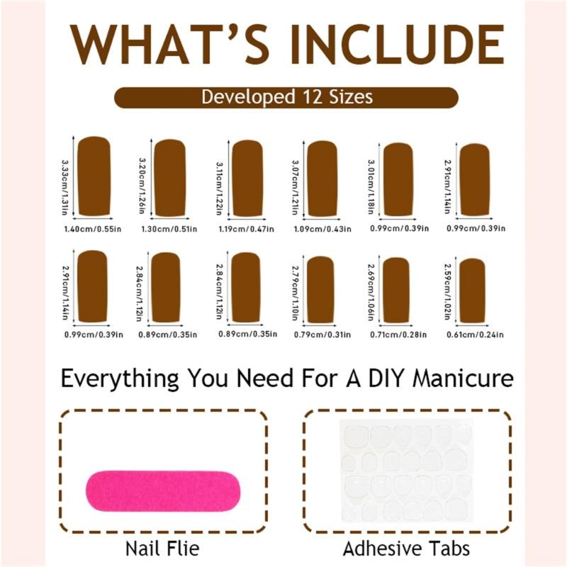 24pcs Press on Nail Long Square Acrylic Autumn Winter Nail Floral Designs Stick on Nail Manicure For Fashion Women