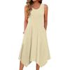 Damen Freizeitkleid für den Sommer, Tankkleid, lockeres Strandkleid mit Taschen, ausgestelltes Midi-Sommerkleid