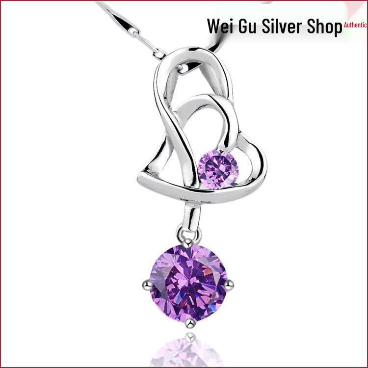 Heart to Heart Silver Heart-Shaped Necklace - Popular Small Pendant Jewelry